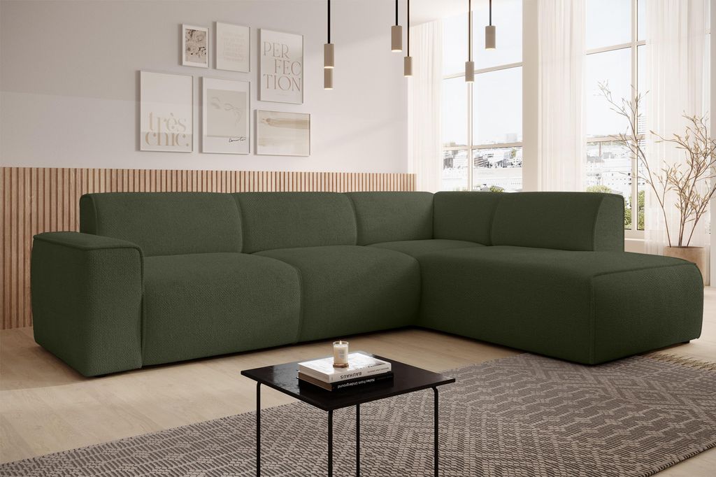 AX LIVING Couch Sofa L Form Didim L Grün – 292 cm, stilvoll & bequem R