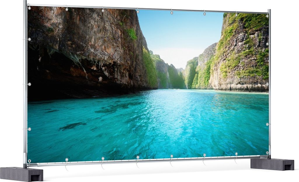 Wallario XXL Outdoor-Poster für Garten oder Balkon, Motiv Fluss in den Tiefen der Schlucht, in ca. 340 x 173 cm