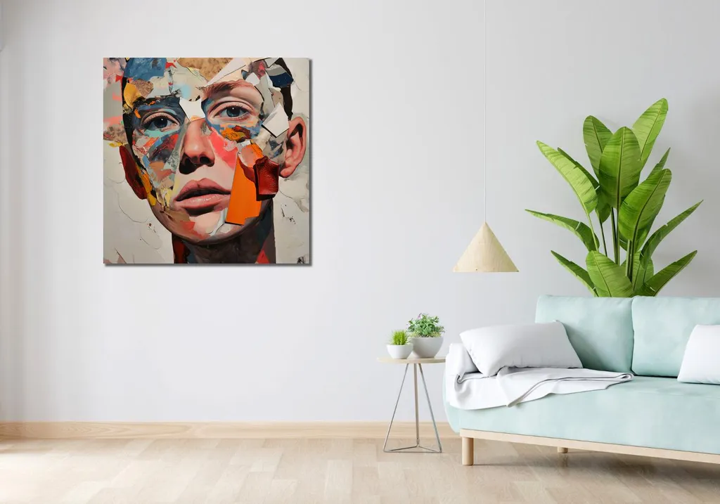 Cadre déco carré Division du moi 90x90 cm de qualité premium