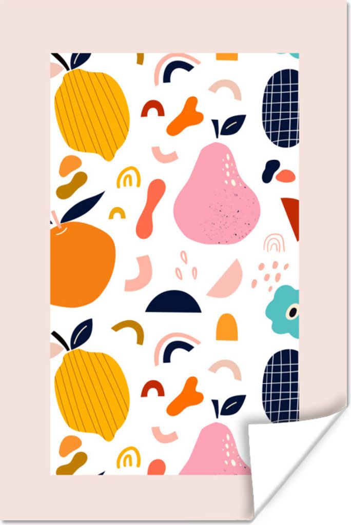 MuchoWow Poster Pastell - Obst - Zitrone - Lebensmittel 60x90 cm - Wanddekoration