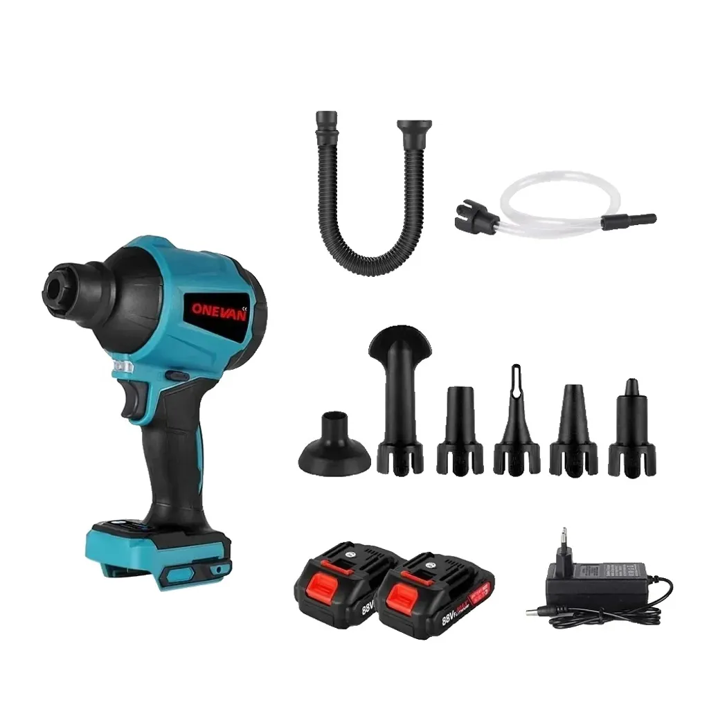 Mini Soffiatore Aria Cordless 1000W - 2 Batterie per Pulizia Casa e Auto