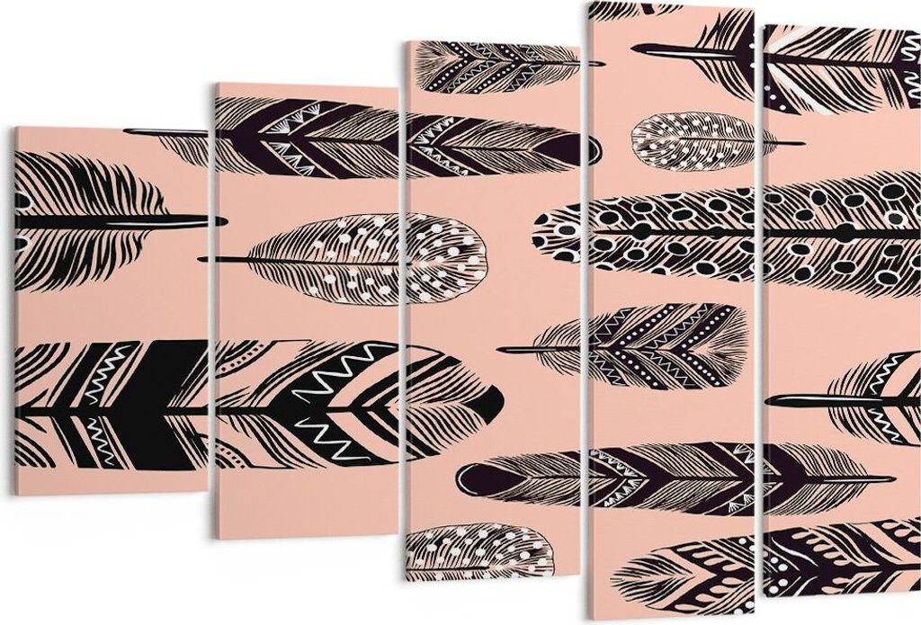 Bild auf Leinwand - Leinwandbild - Grafik Feder - 150x100cm - Wand Bild - Wanddeko - Wandbilder - Leinwanddruck - Bilder - Kunstdruck - Wanddekorat...