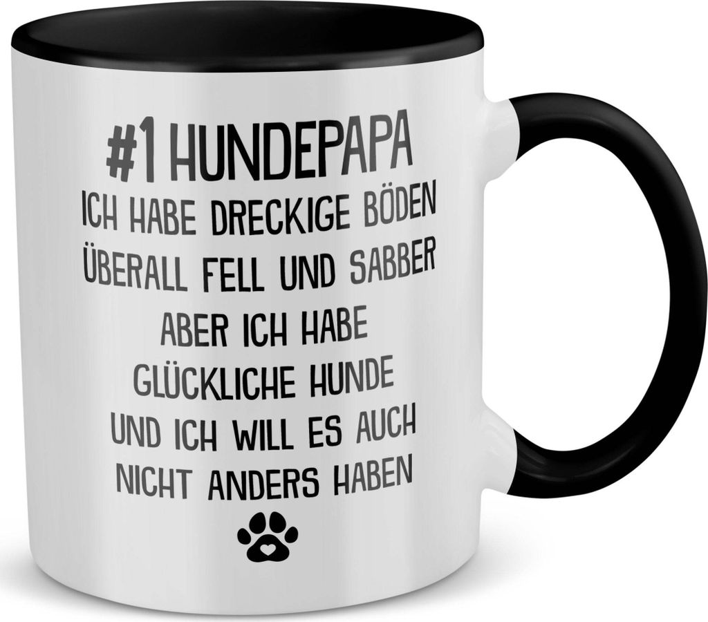 22Feels Bester Hundepapa Tasse Herrchen Geschenk Hundeliebe Welpe Kaffeetasse Hund Dog Dad Haferl Männer Geburtstag Vatertag Weihnachten (Weiss-Sc...
