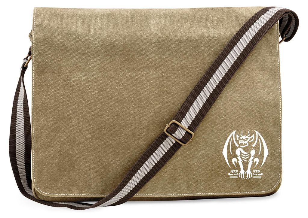 Huuraa Umhängetasche Gargoyle Fabelwesen 14 Liter Sahara Canvas Laptoptasche Geschenkidee