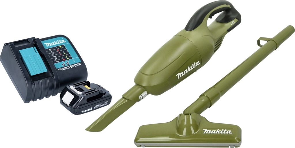 Makita DCL 180 SYO Akku Staubsauger 18 V 0,65 l Olive Outdoor Adventure Serie + 1x Akku 1,5 Ah + Ladegerät