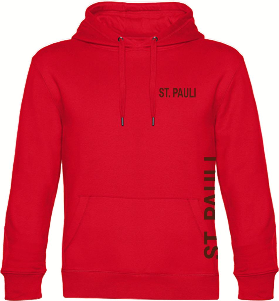 multifanshop Kapuzen Sweatshirt - St. Pauli - Brust & Seite, rot, Größe L