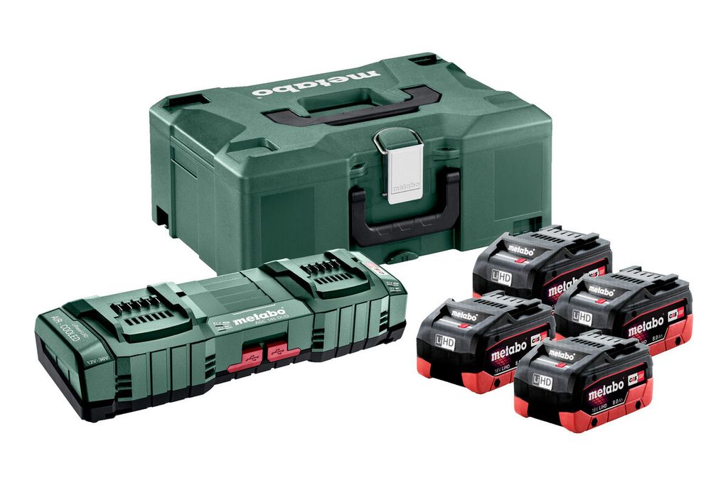 Akkupackset 4 Akkus 18V/8Ah Ladegerät LiHD MetaLoc Metabo