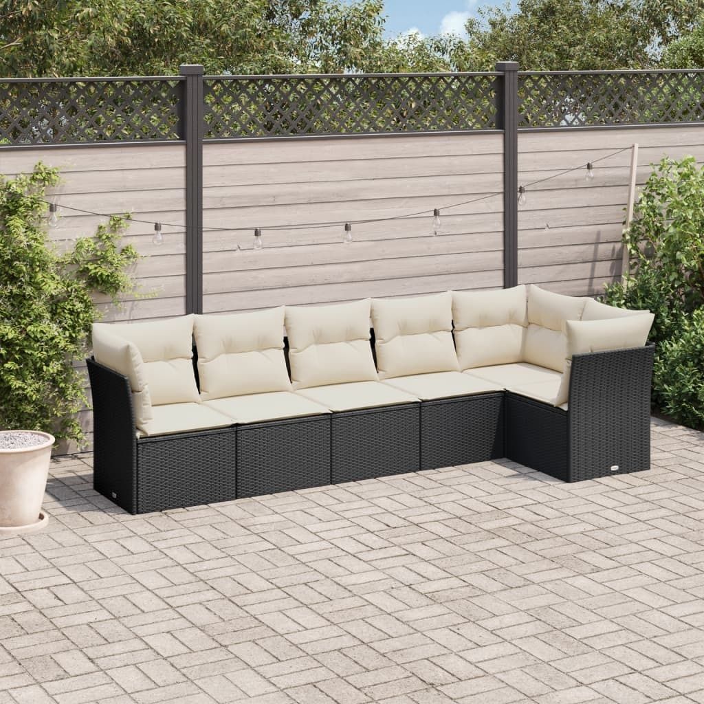 Design 6-tlg. Garten-Sofagarnitur mit Kissen Schwarz Poly Rattan, Gartenmöbel-Sets 2024