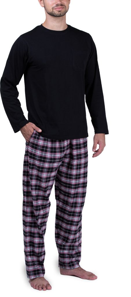 Herren Schlafanzug mit Flanellhose - Moonline ; schwarz , Produktbild 