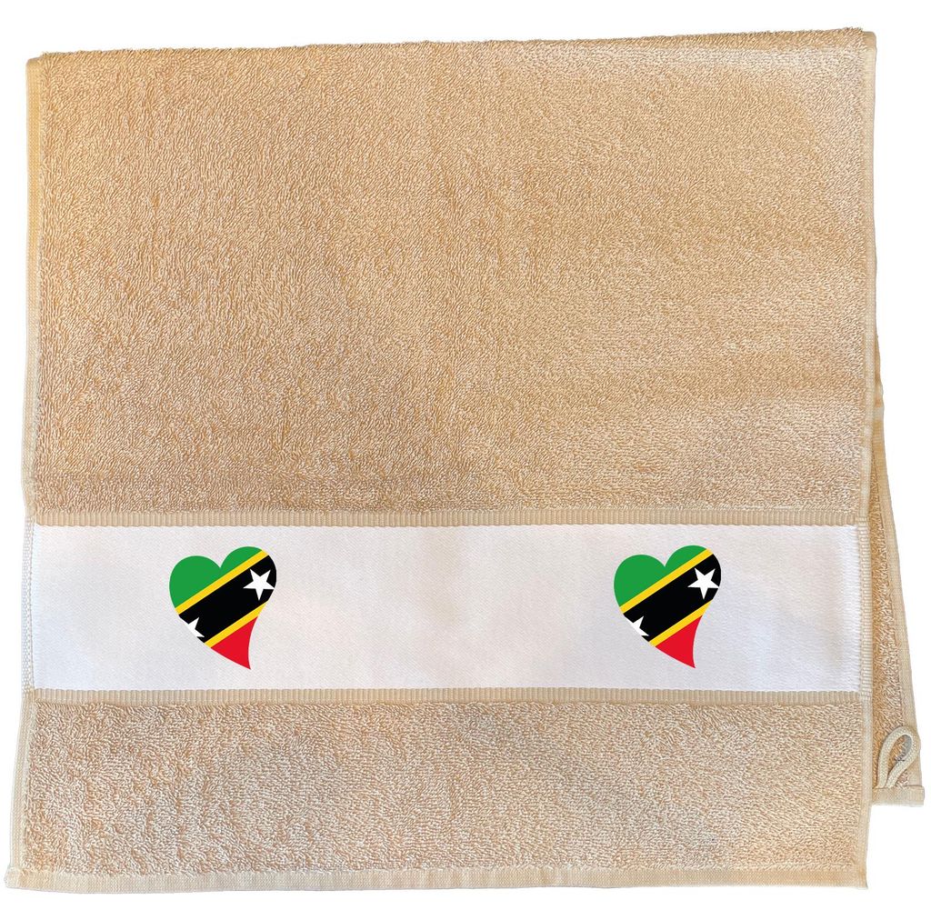 Huuraa Handtuch St. Kitts und Nevis Flagge Herz 50x100cm Sand Baumwolle Handtuch Geschenkidee