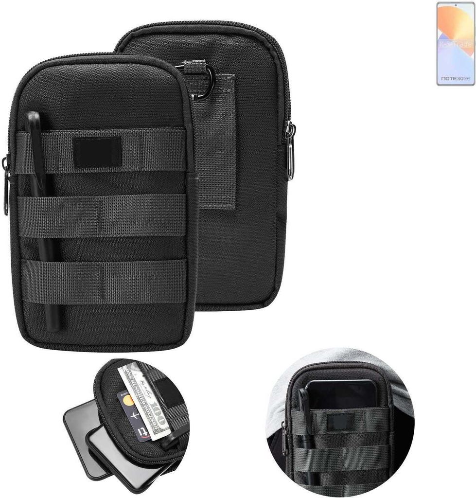 K-S-Trade Holster Gürtel Tasche kompatibel mit Infinix Note 30 VIP Handy Tasche Schutz Hülle dunkel-grau viele Fächer, 1x