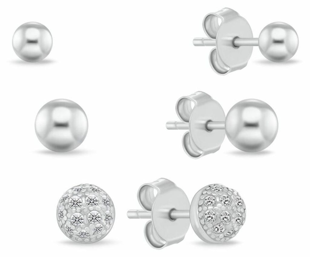 Ohrstecker-Set aus Silber SET297W ( 3 Paar Ohrringe)