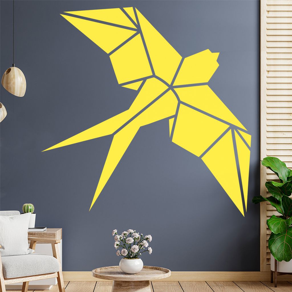 Papierfalten Vogel M2 Wandtattoo Wandaufkleber Wall Sticker - Dekoration, Küche, Wohnzimmer, Schlafzimmer, Badezimmer