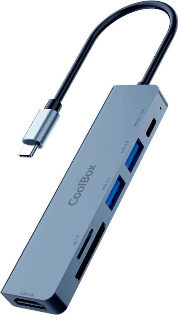 Hub USB CoolBox COO-DOCK-C-61 Grau 100 W