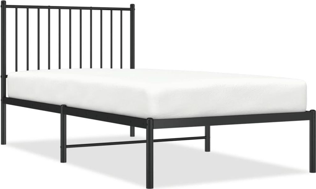vidaXL Bettgestell mit Kopfteil Metall Schwarz 90x190 cm