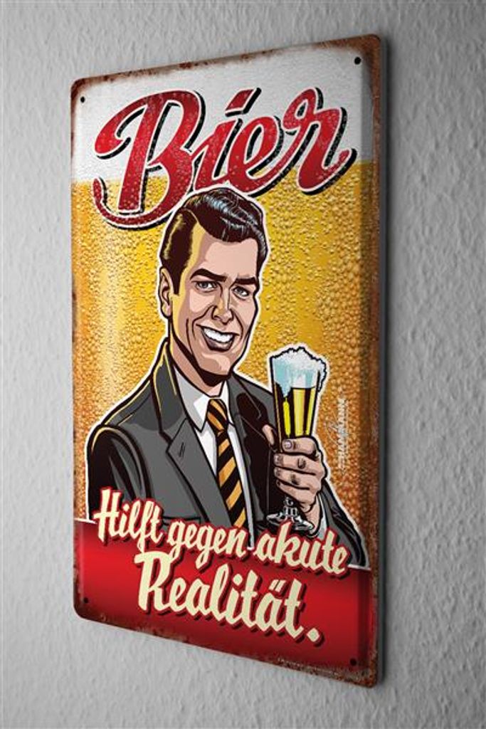 Wer Bier trinkt .. Metallschild 20x30cm Retro Reklame Blechschild 119