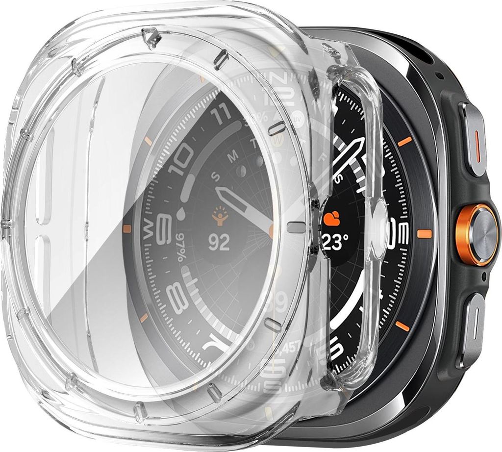 Bandz Hartschalenetui mit Displayschutz passend für Samsung Galaxy Watch Ultra / Ultra 2025 - Etui aus Polycarbonatmaterial - Vollschutzhülle mit...