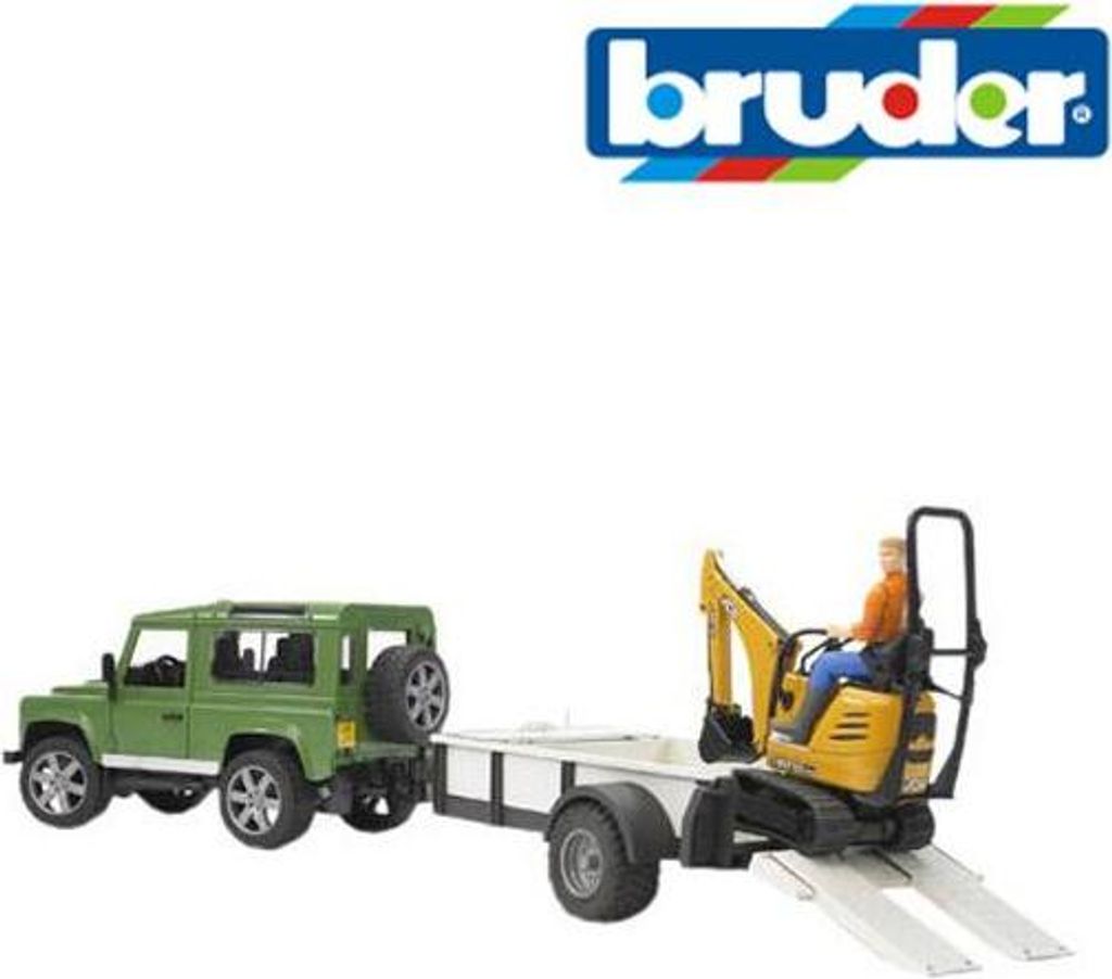 bruder Land Rover Defender  mit Mini-Bagger , Maßstab 1:16 Produktbild 