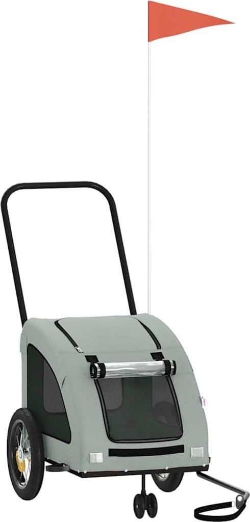 vidaXL Fahrradanhänger Hunde Grau Oxford-Gewebe und Eisen