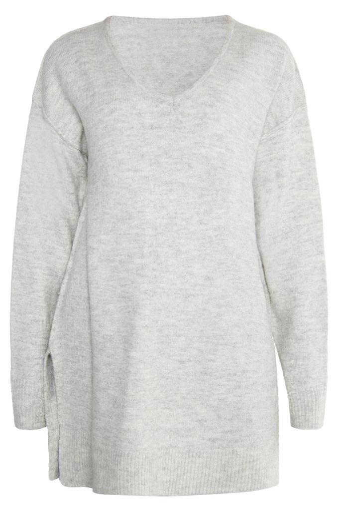 minya damen strickpullover - grau melange, S