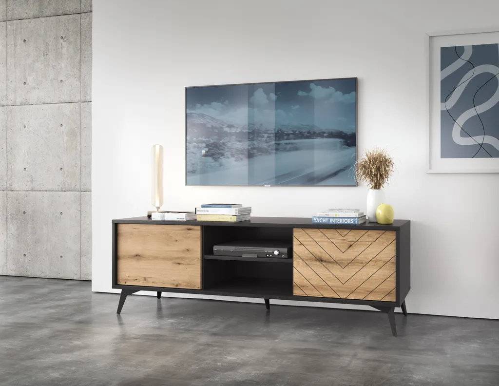 Commode de Chambre 104 cm Chêne Evoke pour un Rangement Moderne Noir - 7