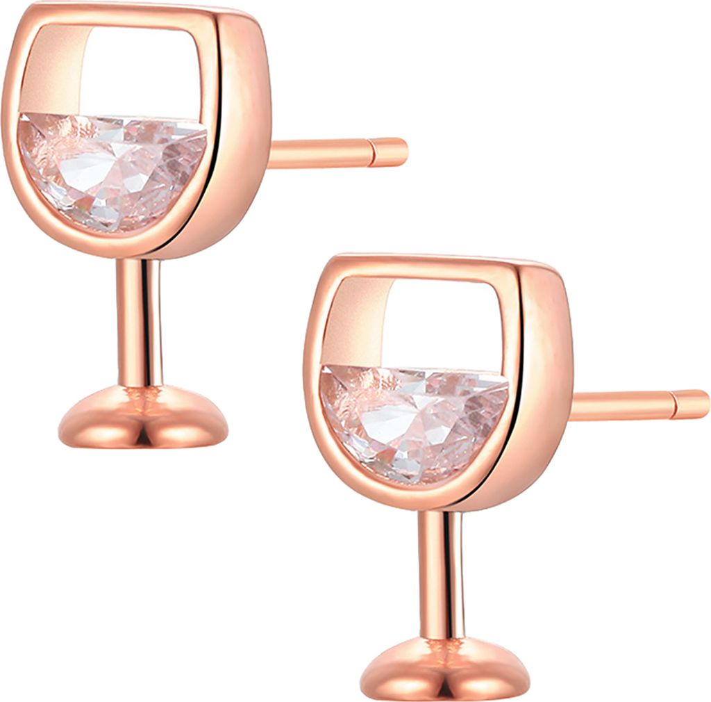1 Paar Frauen Ohrringe Handwerk Verarbeitung Schmuck Geschenk Anti-Rost Frauen Zirkonia Ohrstecker für Dating-Roségold