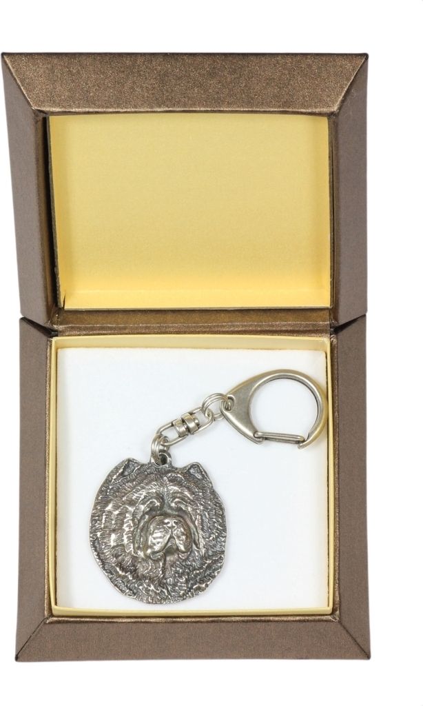 Chow Chow - Versilberter Schlüsselanhänger mit Hund in einer Geschenkbox, Handtaschenschmuck, Rucksackanhänger der Marke Art-Dog