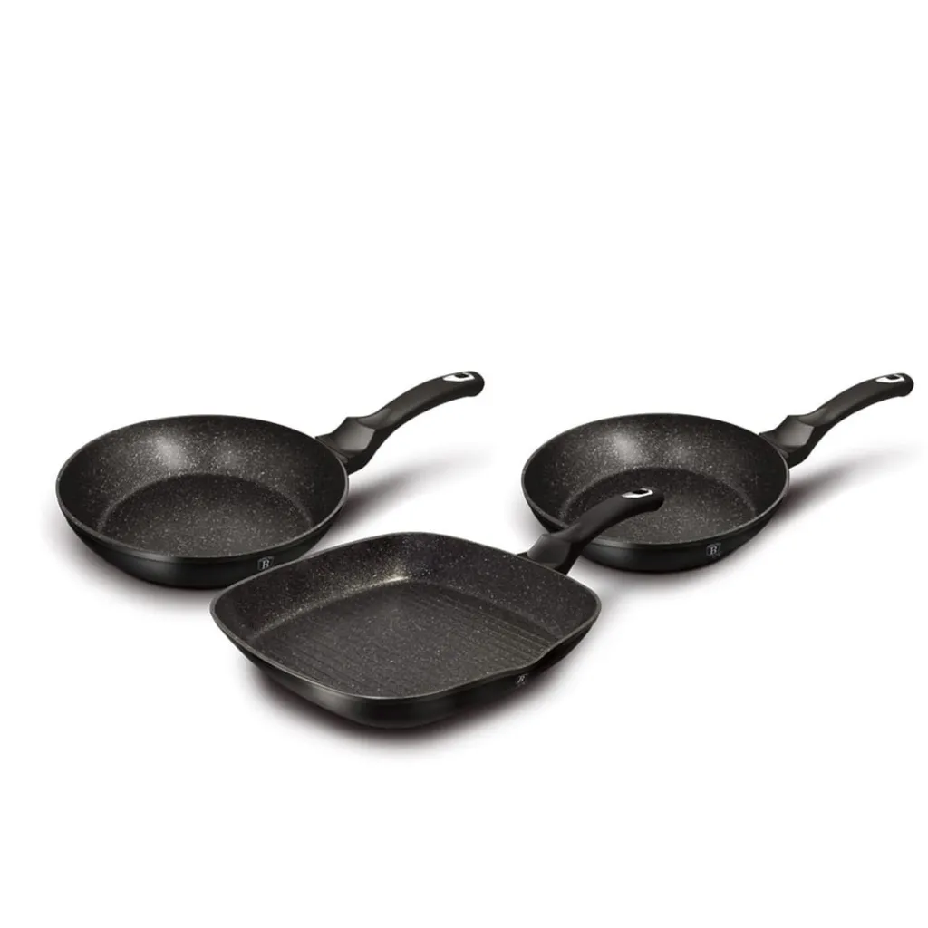 Set 3 pezzi padella e pentola con coperchio in vetro Berlinger Haus