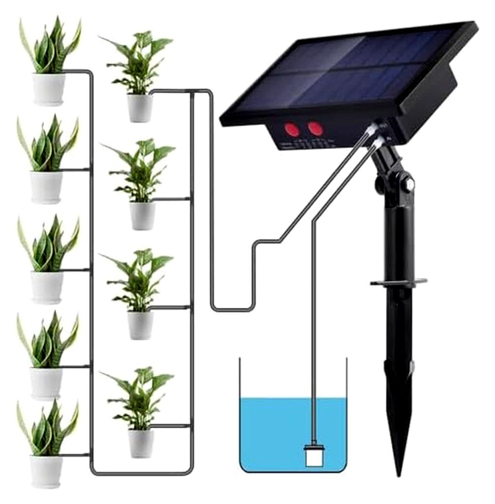 Solar-Bewässerungssystem, 10 m automatische Tropfbewässerung für Hochbeete, selbstbewässerndes System mit Timer für Garten, Balkon, Topfpflanz...