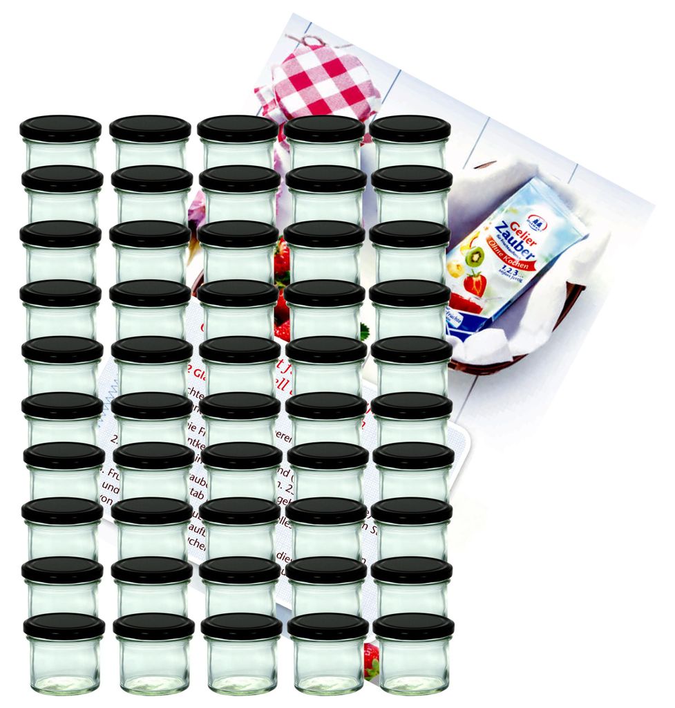 lot de 75 pots à confiture en verre To 66, couvercle noir, Image du produit 