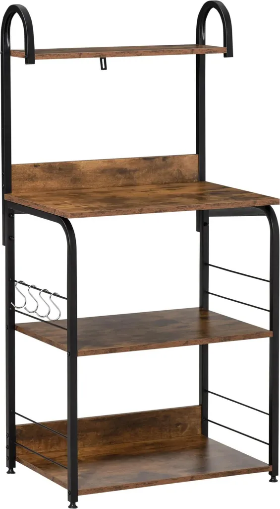 Étagère de cuisine en bois et métal 125 cm - Style Rustique et Durable