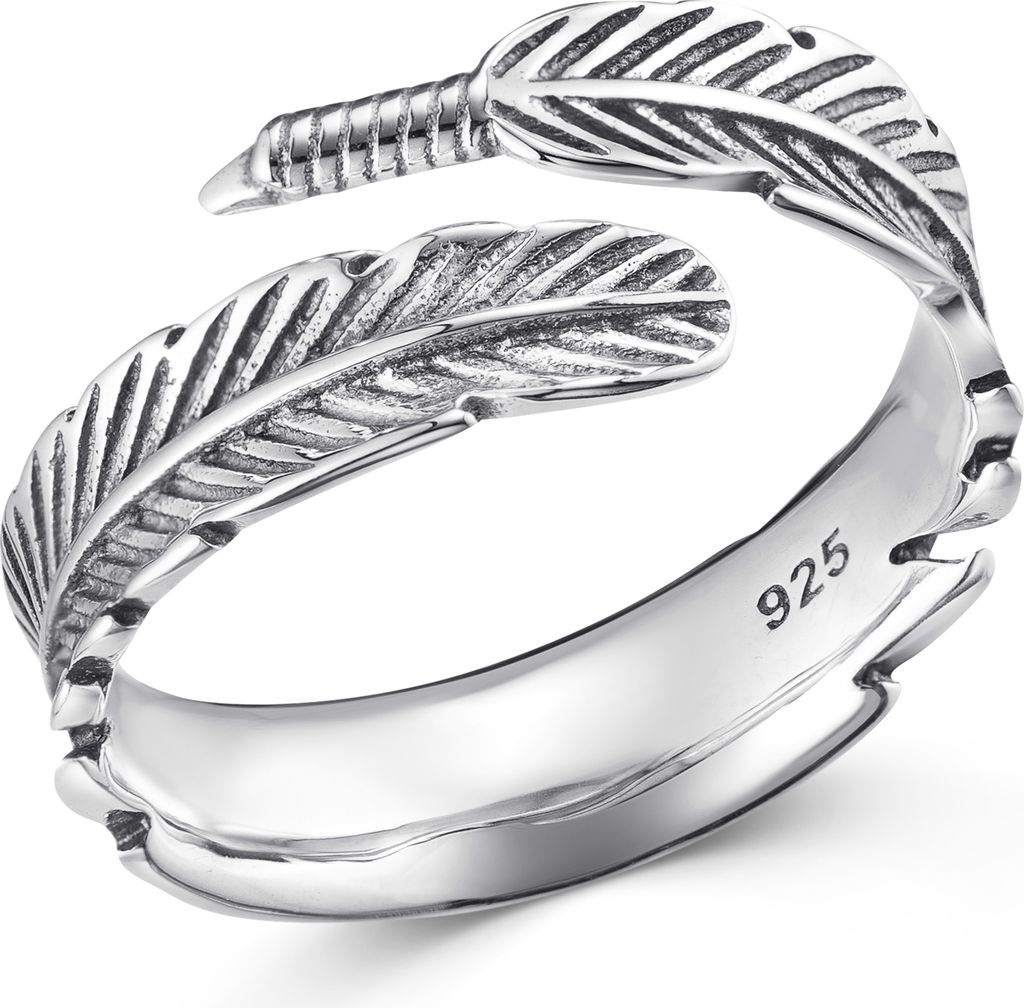 MATERIA Schmuck 925 Silber Ring Federn antik - Silber Damen Produktbild 