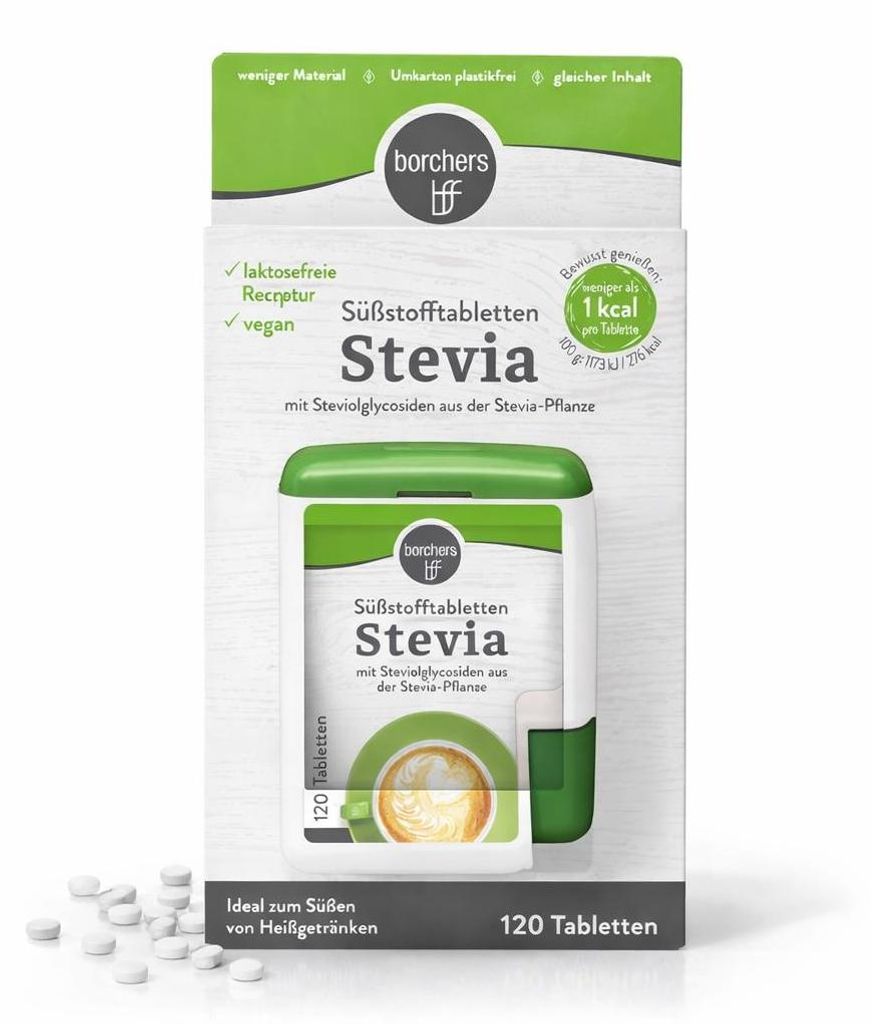 borchers Stevia Süßstofftabletten Im Spender - 3 x 120 Tbl.