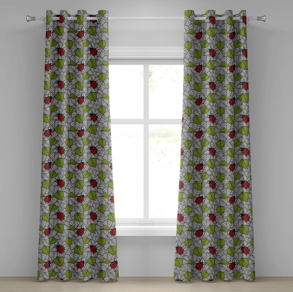 Rideau de Chambre Enfant Coccinelle et Feuilles Vertes 280x175 cm Design