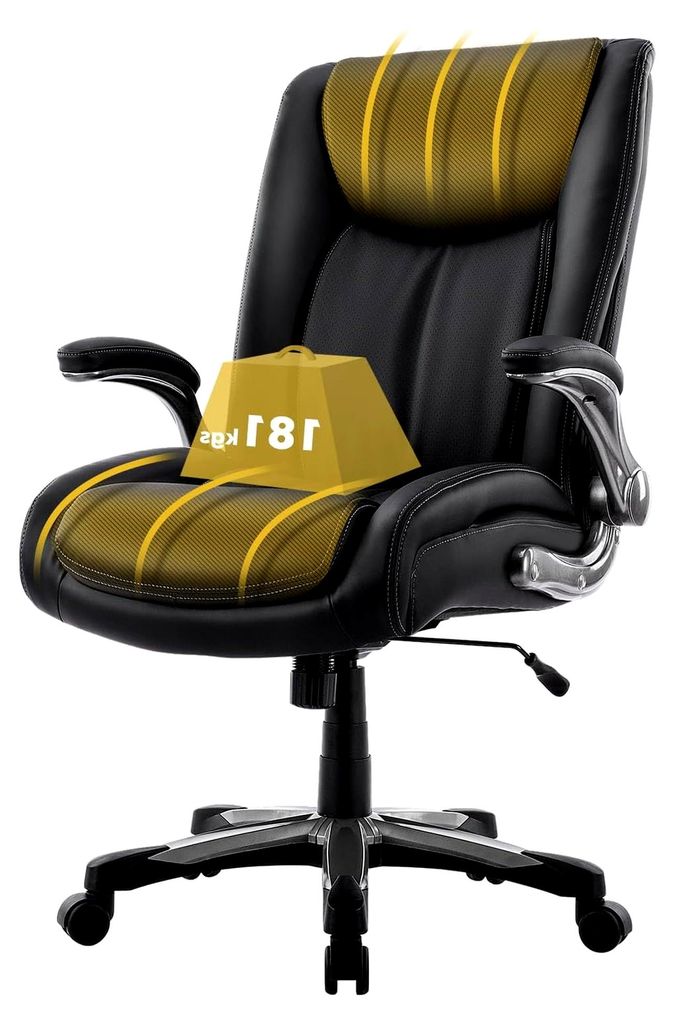Großer und hoher Bürostuhl, 181 kg, strapazierfähiger Executive-Computerschreibtischstuhl mit hoher Rückenlehne und klappbaren Armlehnen für d...