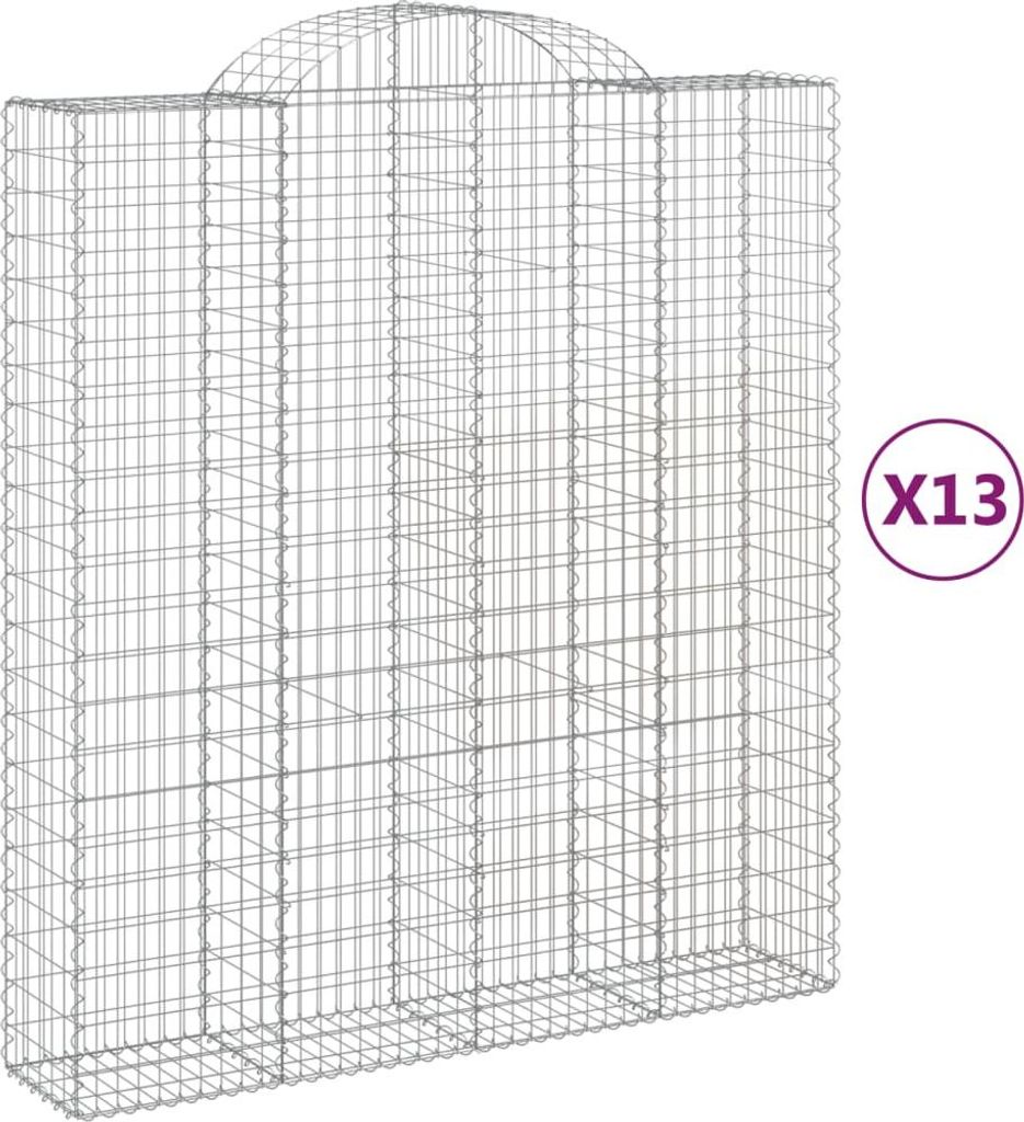 vidaXL Gabionen mit Hochbogen 13Stk. 200x50x220/240cm Verzinktes Eisen