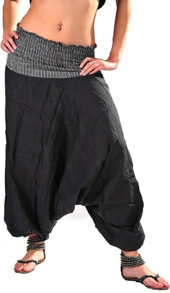 Haremshose Pumphose Aladinhose Pluderhose Yoga Goa Sarouel Baggy Aladin Freizeithose Ranya, schwarz S/M