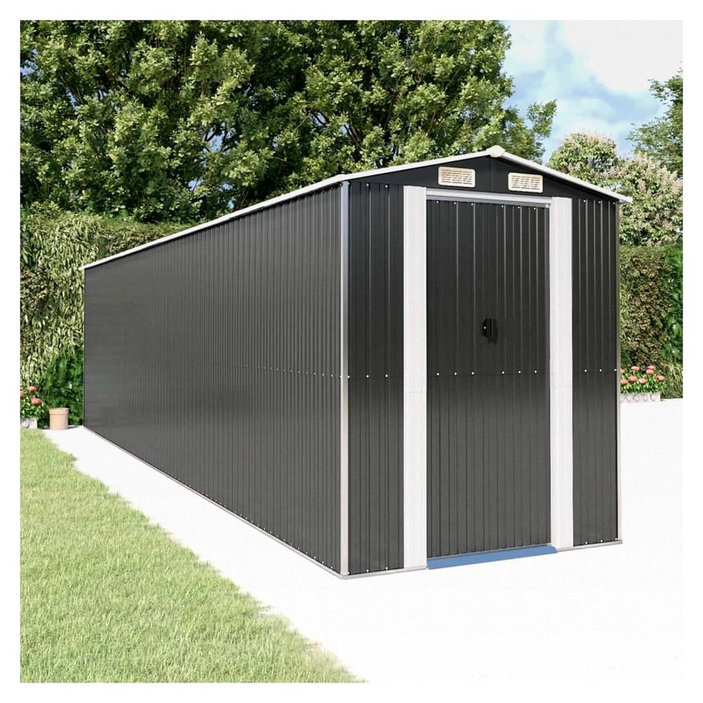 Geräteschuppen Anthrazit 192x772x223 cm aus verzinktem Stahl, wetterfestes Gerätehaus für Rasenmäher, Möbel und Campingzubehör