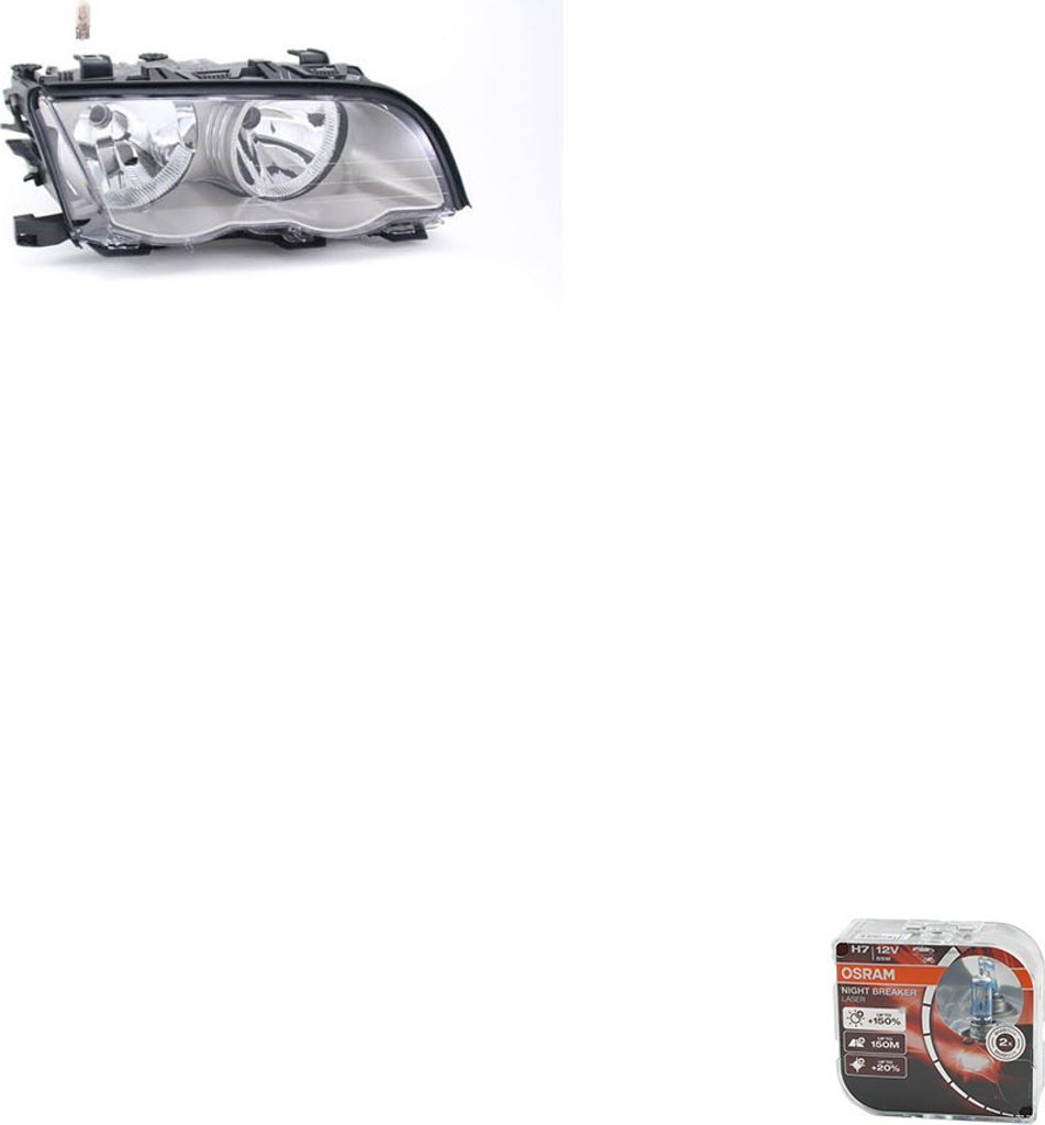 Johns, Scheinwerfer + Osram Night Breaker Laser passend für BMW 3er E46 Rechts 63126908216 6908216