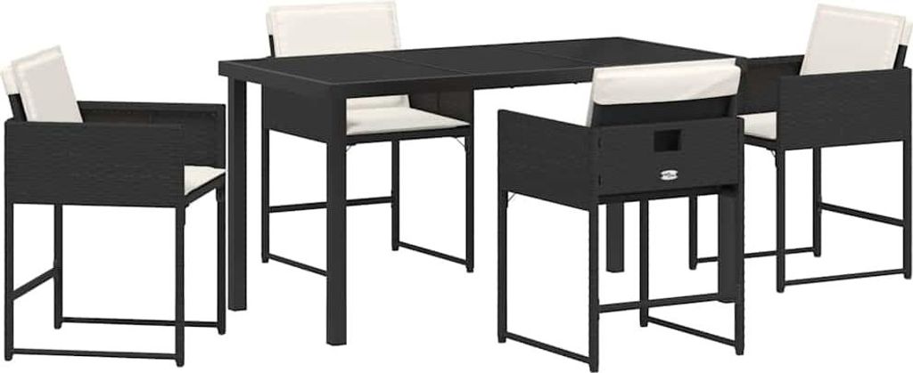 Garten Essgruppe mit Kissen 5 pcs Schwarz Poly-Rattan