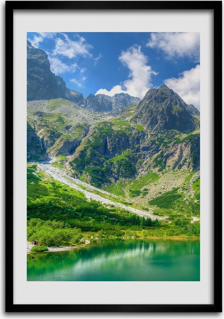 Bild - Bilderrahmen - 50 cm x 70 cm - MDF - Rahmen - Wandkunst See in den Bergen