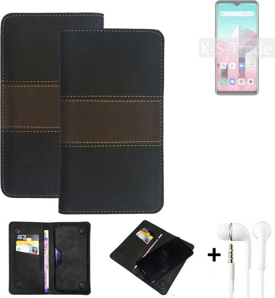 K-S-Trade Handyhülle + Kopfhörer kompatibel mit Blackview A80 Plus Schutzhülle Walletcase Bookstyle Tasche Schutz Case Hülle Wallet Cover