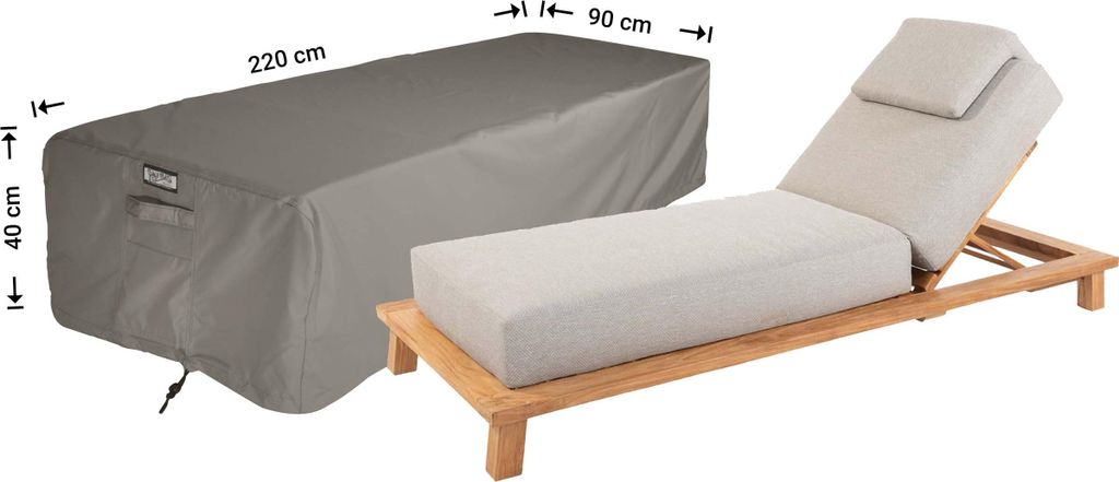 Raffles Covers Abdeckung für Garten Sonnenliege XL 220 x 90 H: 40 cm | Atmungsaktiv | Wasserdicht | UV-beständig | Doppelnähte | Elastischer Kor...