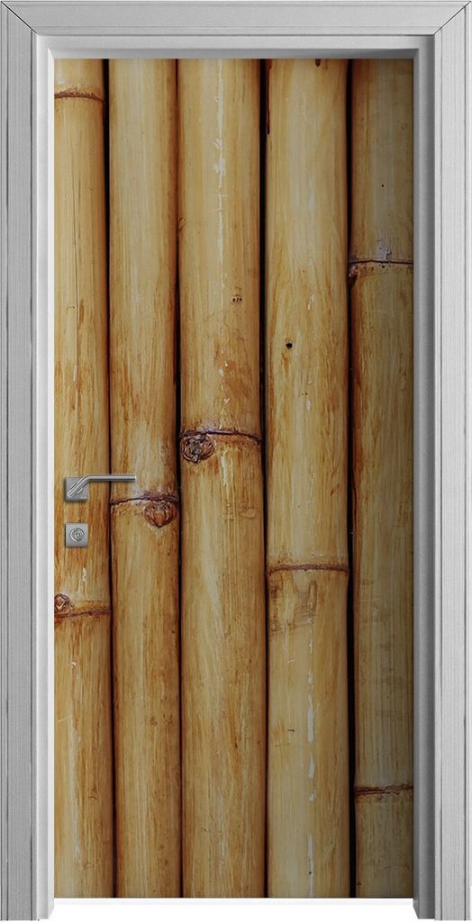 Tür Selbstklebende 90x210 cm Türfolie Türtapete Klebefolie - Natürlich Bambus Zaun