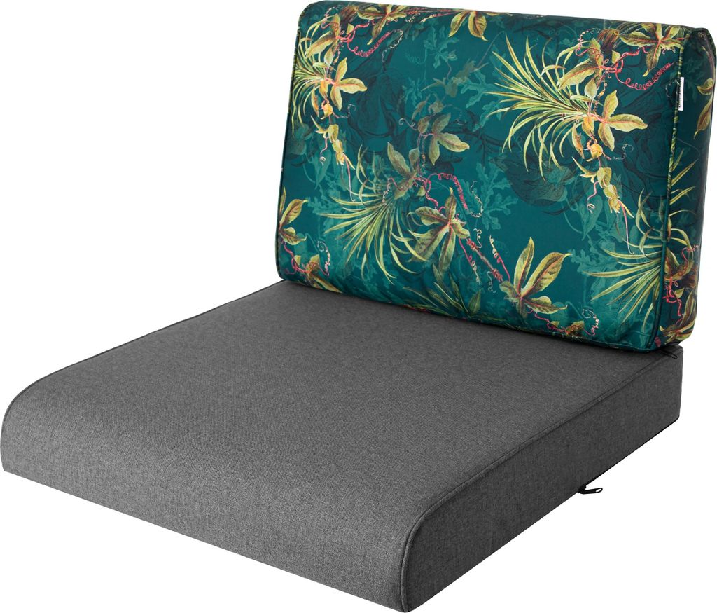 PillowPrim, Stulhkissen, Kissen für Rattansessel, Outdoor, Auflage, Palettenkissen, Sitzkissen, Rattanmöbel, Graphit + Grasgrün, 70 x 70 cm