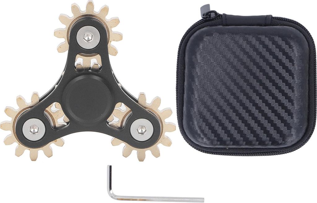 Fidget Spinner 4 Gänge – Stressabbau Spielzeug aus Metall, Anti-Stress Toy für Kinder & Erwachsene, schwarz