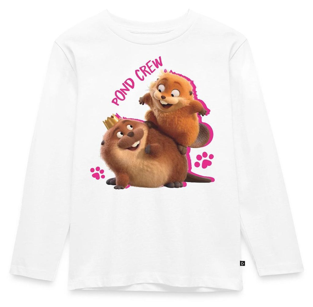Spreadshirt Hoppers Pond Crew King George Mit Mabel Kinder Premium Langarmshirt, 98/104 (2 Jahre), Weiß