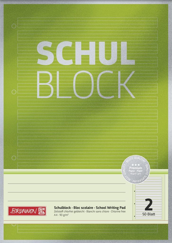Brunnen Schulblock A4 Lineatur 2, 2. Klasse, mit Produktbild 