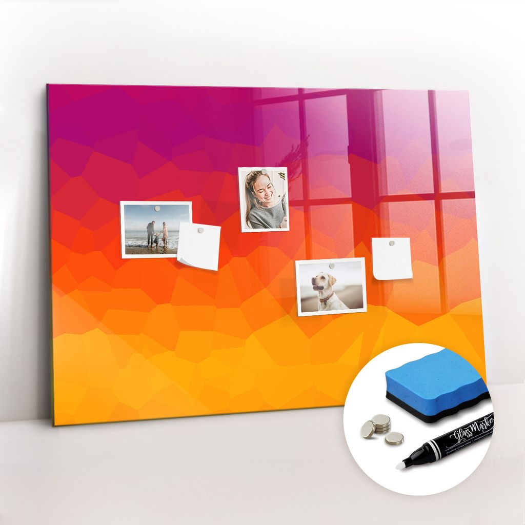 Magnetische Wandnotiztafel - Weißer Marker + Schwamm + Magnete 100 x 70 cm - dawn
