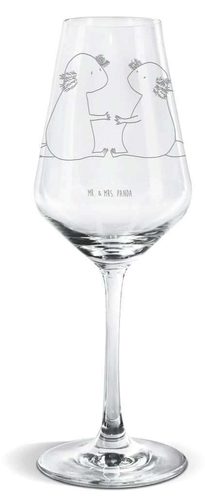 Mr. & Mrs. Panda Weinglas Axolotl Liebe - Transparent - Geschenk, Valentinstag, Weißwein Glas, Weißweinkelch, wein, Schwanzlurch